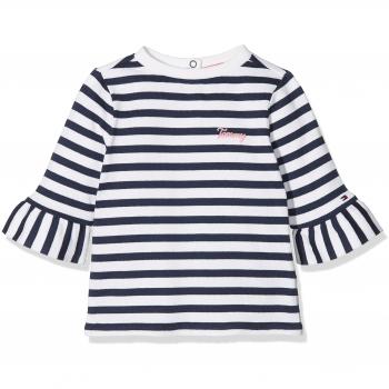 Tommy Hilfiger Peplum Sleeve Bn Knit 3/4 Slv, Blusa para Niñas, Azul