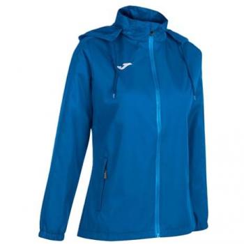 Chubasquero Joma Trivor mujer royal, chaqueta ligera, impermeable, transpirable, con capucha ajustable y cierre frontal de cremallera