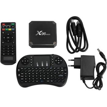 Cewaal TV Box, X96 Mini Android 7.1 Amlogic S905W 1GB + 8GB Quad Core WiFi HD 4Kx2K Smart TV Box Reproductor multimedia con I8 Keyboard
