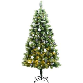150 cm Artificial Hinged Christmas Tree with 150 LEDs and Ornaments