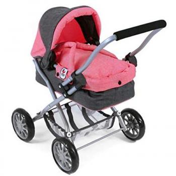 Cochecito de Muñecas Smarty Melange Rosa y Gris 56x37x56 cm