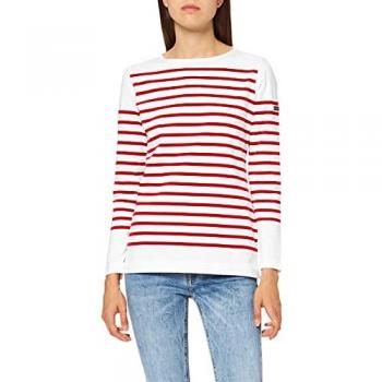 Armor-Lux Women's Striped Nautical T-Shirt, Multicolor (White/Brown), Medium