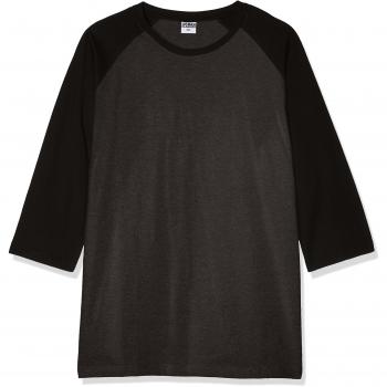 Urban Classics Contrast 3/4 Sleeve Raglan Long-Sleeve T-Shirt for Men - Charcoal/Black - Sizes S to 5XL
