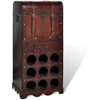 vidaXL Botellero en Forma Baúl de Madera 9 Botellas Estante de Vino Vinoteca