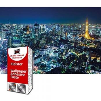 GREAT ART Foto Mural de Tokyo Skyline por la Noche Rascacielos Asia Ciudad Cosmopolitana 210x 140 cm - Papel Pintado 5 Piezas incluye Pasta para pegar