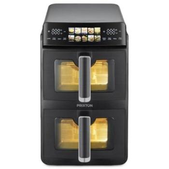 Freidora de Aire Vertical 10L con Doble Cesta (5L + 5L), 2600W, Pantalla LED Táctil, 10 Programas, Ventana e Iluminación - Prixton