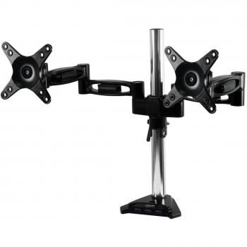 ARCTIC Z2 Pro – Montaje 2 brazos LCD 13 -27” max. 10 kg en escritorio, rotación 360º, 4 puertos USB 3.0 – Negro