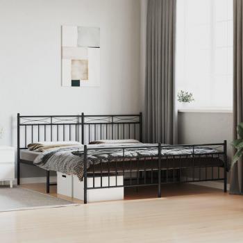 vidaXL Metal Bed Frame without Mattress with Footboard Black 183x213cm