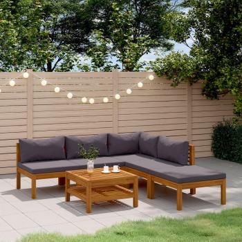6-Piece Solid Acacia Wood Garden Lounge Set with Cushions