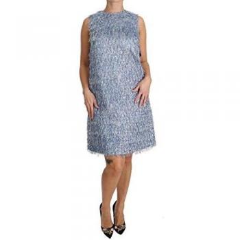 Dolce & Gabbana Light Blue Fringe Shift Gown Dress - IT40|S
