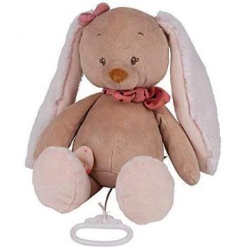 Nattou Peluche musical de la conejita Pauline, Canción de cunaLa-Le-Lu, 30 cm, Pauline y Sasha, Marrón/rosa
