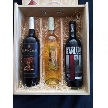 CAJA DE MADERA CON GRANDES VINOS DE LA D.O. PENEDÉS