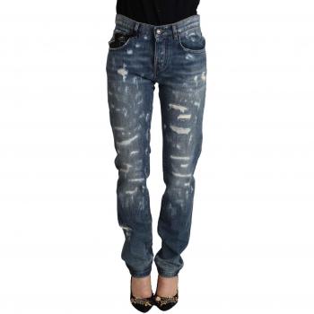 Dolce & Gabbana Blue Distressed Denim Boyfriend Skinny Jeans - IT36 | XS, Female, Size: 3XS