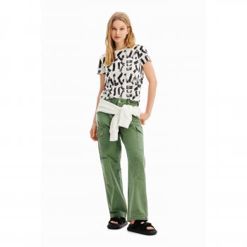 Camiseta Desigual TS_GLASGOW Mujer Letras Arty Algodón Blanco XS