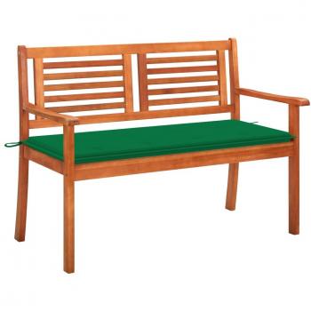 Banco de jardín de 2 lugares en madera maciza de eucalipto con almohada, 120 cm