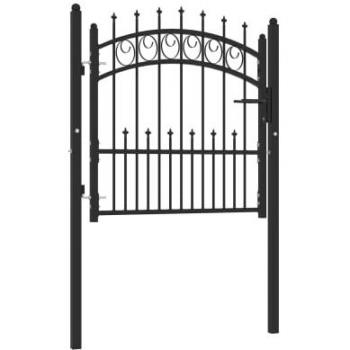 Puerta de valla con picos acero negro 100x100 cm vidaXL