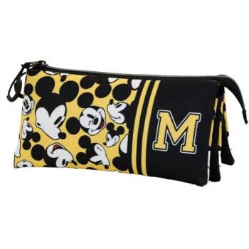 Estuche Portatodo Triple Mickey Mouse Amarillo ECO 23 x 11 cm