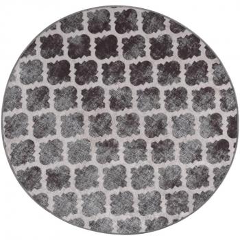 Alfombra lavable antideslizante de área φ120 cm en color negro, antracita y gris para sala de estar, dormitorio, habitación y salón