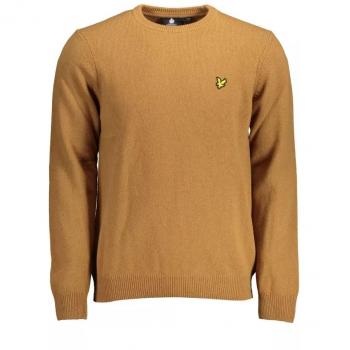 Suéter de lana mezcla de cordero para hombre Lyle & Scott, cuello redondo, color marrón, talla S