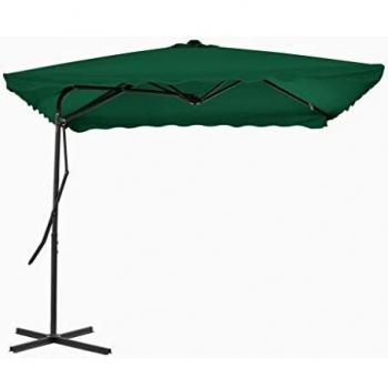 vidaXL Sombrilla Jardín Barra Acero 250x250 cm Verde Parasol Paraguas Mueble