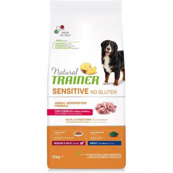 Natural Trainer Sensible Sin Gluten Adulto Mediano/Maxi Monoproteico con Conejo - Pack Doble 2 x 12 kg