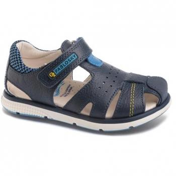 Sandalias de Piel para Niño PABLOSKY 510325 Azul Marino con Cierre Adherente