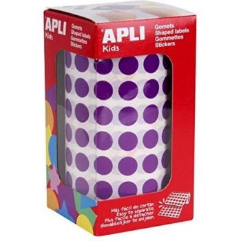 APLI Kids - Rollo de gomets redondos 10,5 mm, color lila
