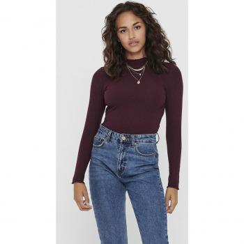 Camiseta de mujer lisa de manga larga Only Emma en color High Madder Brown