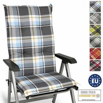 Cojín de Asiento para Silla de Jardín Beautissu Sunny Azul 120x50x6cm - Respaldo Alto