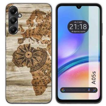 Funda de Silicona para Samsung Galaxy A05s con Diseño de Madera 07 y Dibujos