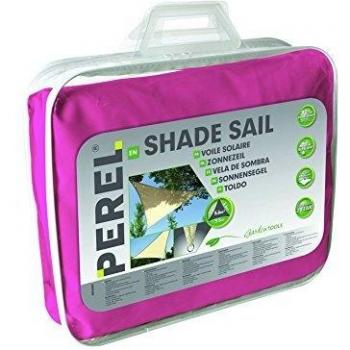 Perel GSS3500FU toldo de vela - Toldo de vela rectangular, dimensiones 3.5 x 3.5 m, tejido poliéster resistente al agua y a los rayos UV, color gris claro, incluye an