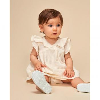 Vestido hilos metalizados blanco para niña bebé