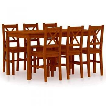 vidaXL Conjunto de Comedor con 7 Pinturas, Color marrón