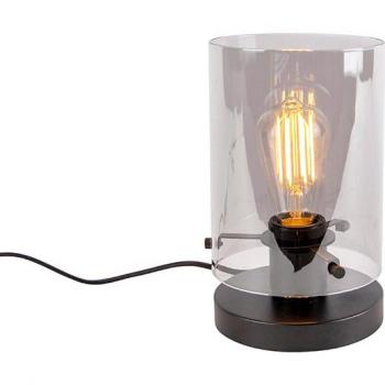 Lámpara de mesa diseño negro cristal ahumado E27 - DOME