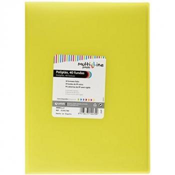 Grafoplás 01441760－Carpeta de fundas Multiline, 40 fundas, tamaño folio, color amarillo