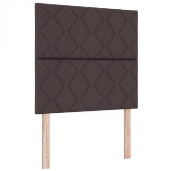 Cabecera LED con diseño de bloques de diamante, marrón oscuro, 100 cm, tela ajustable