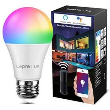 Le bombilla inteligente wifi e27 control remoto y control de voz regulable rgb y luz bblanca calida 806lm lampara funciona con alexa and google home 9w60w no se requiere hub