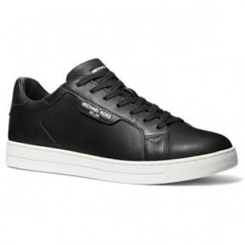 Michael Kors Men's Keating Black Leather Sneakers Size 9 US Stylish Everyday Footwear