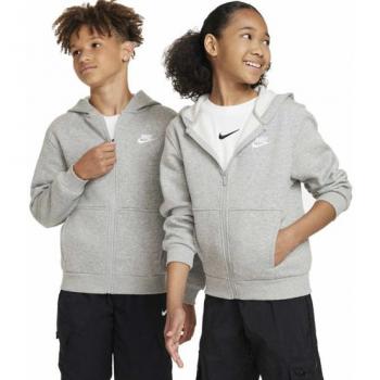Nike Sportswear Club Fleece Unisex Full-Zip Hoodie for Kids - Grey XS