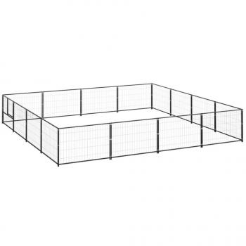 vidaXL Dog Kennel Black 16 m² Steel