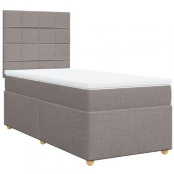 Marco de cama de muelles con colchón Tortorora 90x200 cm en tela gris taupe