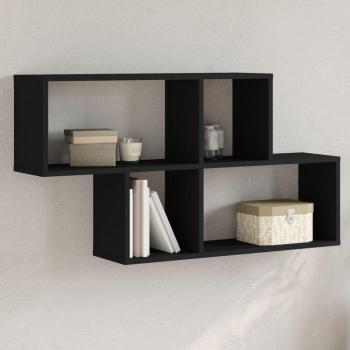 Estantería de pared madera ingeniería 100x20x53 cm en Blanco, Negro y Roble Sonoma - Mueble de Almacenaje para Oficina, Estudio y Dormitorio