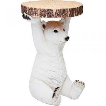 Kare Design Mesa Animal Orso Polare, Polyrésine, Blanco, 53x37x37cm