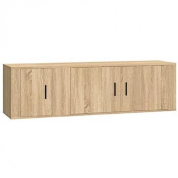 Set de Muebles para TV 2 Piezas en Madera Contrachapada Roble Sonoma