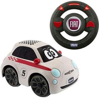 Chicco Fiat 500 Sport Blanco, Coche Teledirigido para Niños con Control Remoto Intuitivo en Forma de Volante, Luces y Sonidos – Coche Radiocontrol Apto para Niños y Niñas de 2 a 6 Años