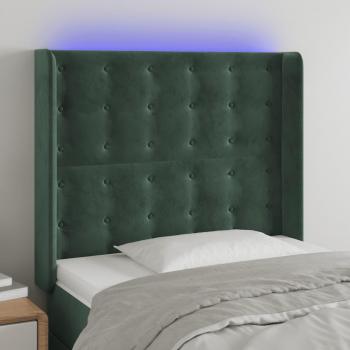 Cabecero LED de Terciopelo Verde Oscuro 83x16x118/128 cm