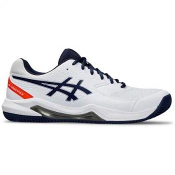 ASICS Gel-Dedicate 8 Zapatilla de Tenis para Hombre - Color Blanco y Azul Oscuro, Talla 40.5