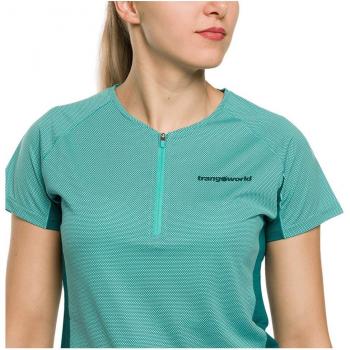 Camiseta de mujer Trangoworld Leit de manga corta turquesa con media cremallera - Talla S