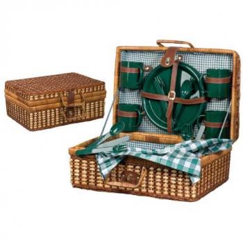 Semplice cestino picnic pic nic per 4 persone con stoviglie in plastica e tovaglietta