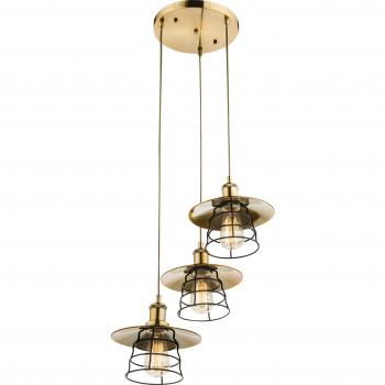 Lámpara colgante retro de 3 luces en bronce viejo y metal Ø 33cm E27 Globo 15086-3H